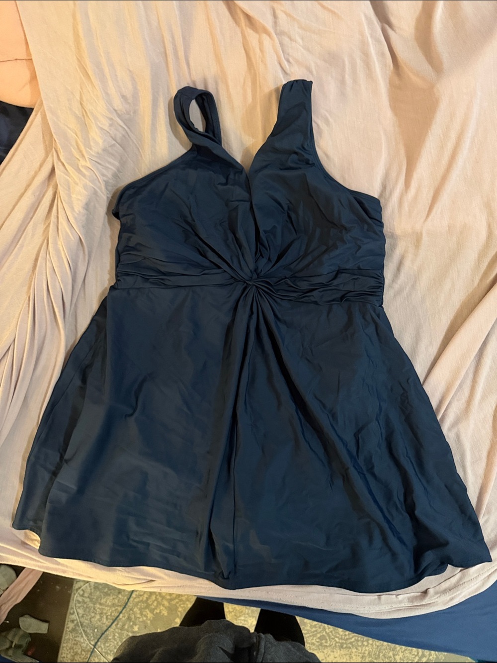 Miraclesuit Navy Twist-Front One-Piece Swimdress